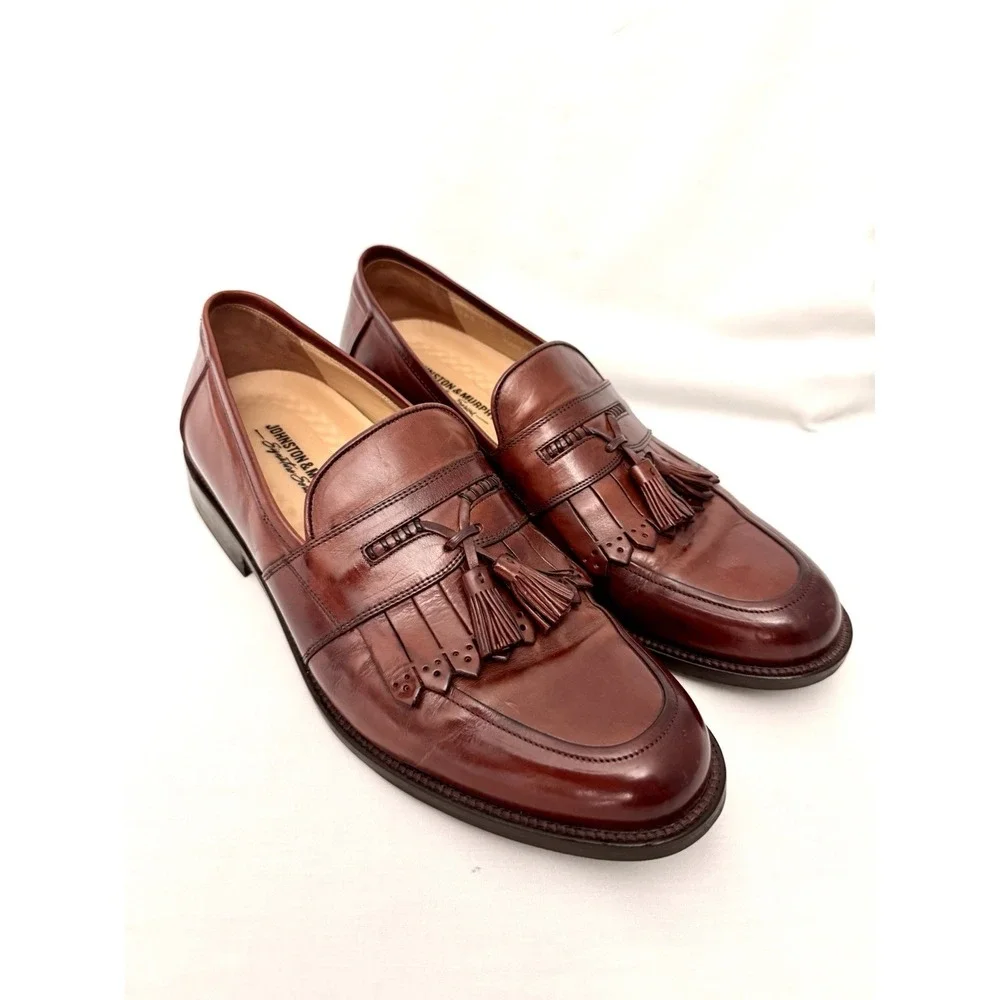 Johnston & Murphy Brown Leather Tassel Loafers Size 10.5